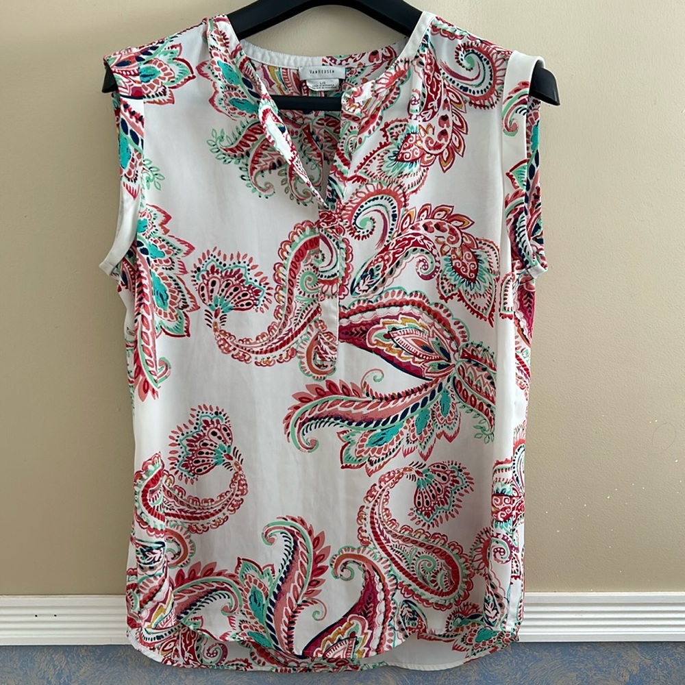 Bright Pattern Cap Sleeve Blouse